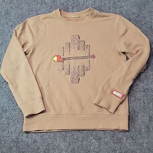 Henus EDWIN Iron Man Marvel Pullover Sweatshirt Beige Tan Size Large Avengers